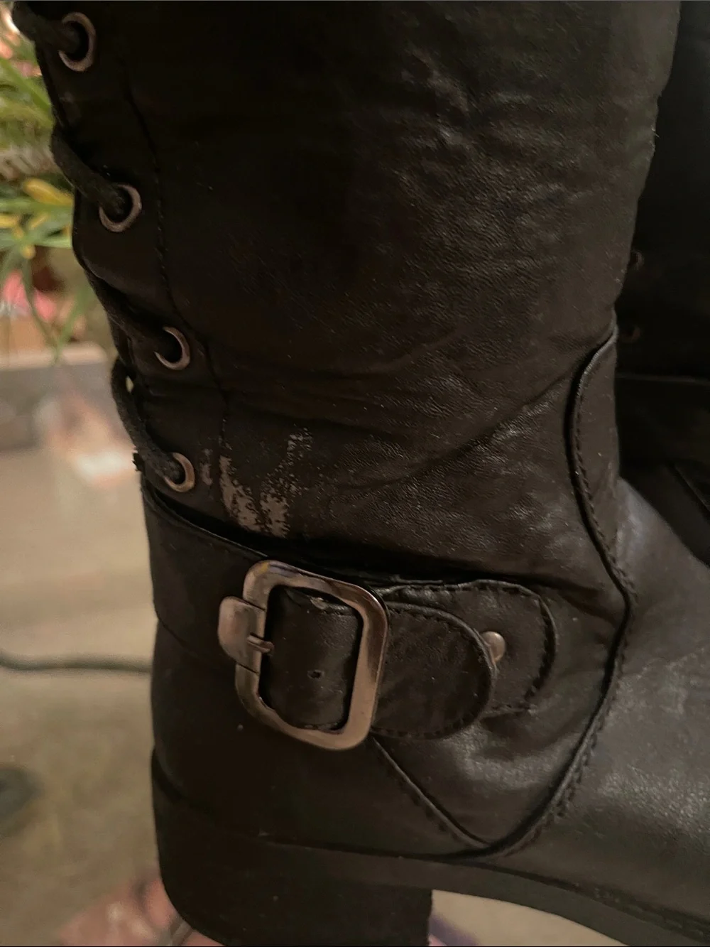 Black Lace-Up Knee-High Women's Boots